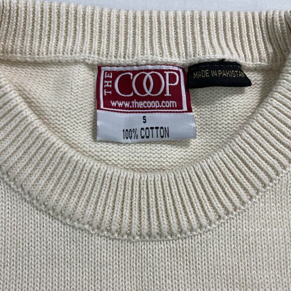 The COOP Harvard University Ivory Knit Sweater, Size S, 100% Cotton Cream - Picture 3 of 6